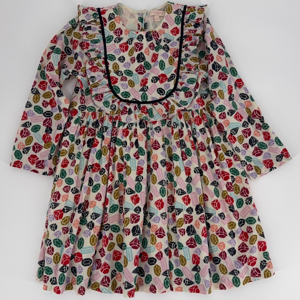 Pink Chicken Gemstone Print 100% Cotton Dress Girls Size 8Y Fall Thanksgiving